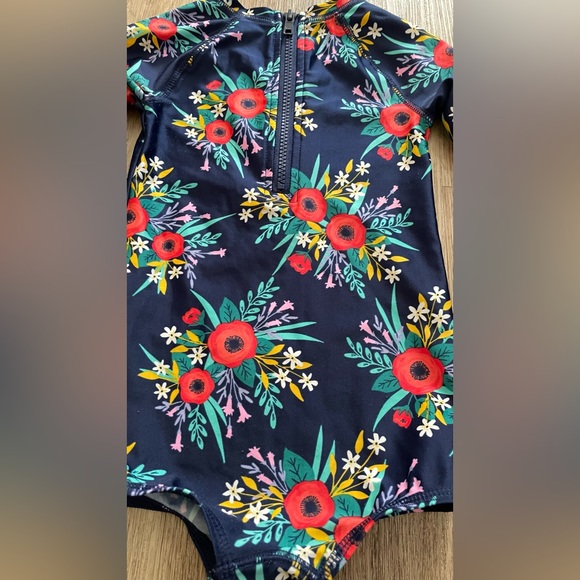 Cat and Jack One Piece Swimsuit, Navy with Floral Print - 2T - Picture 6 of 8
